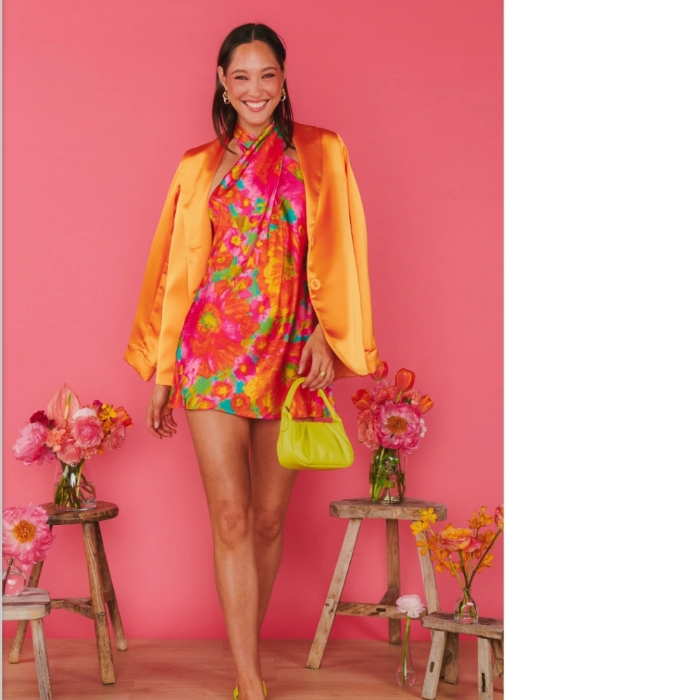 Show me your mumu Jasmine Tie Mini Dress Miss Malibu Extra Large